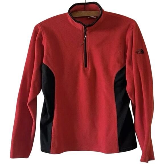 The North Face Women's Polartec Half Zip Fleece Pullover-Red/Black - Picture 1 of 14